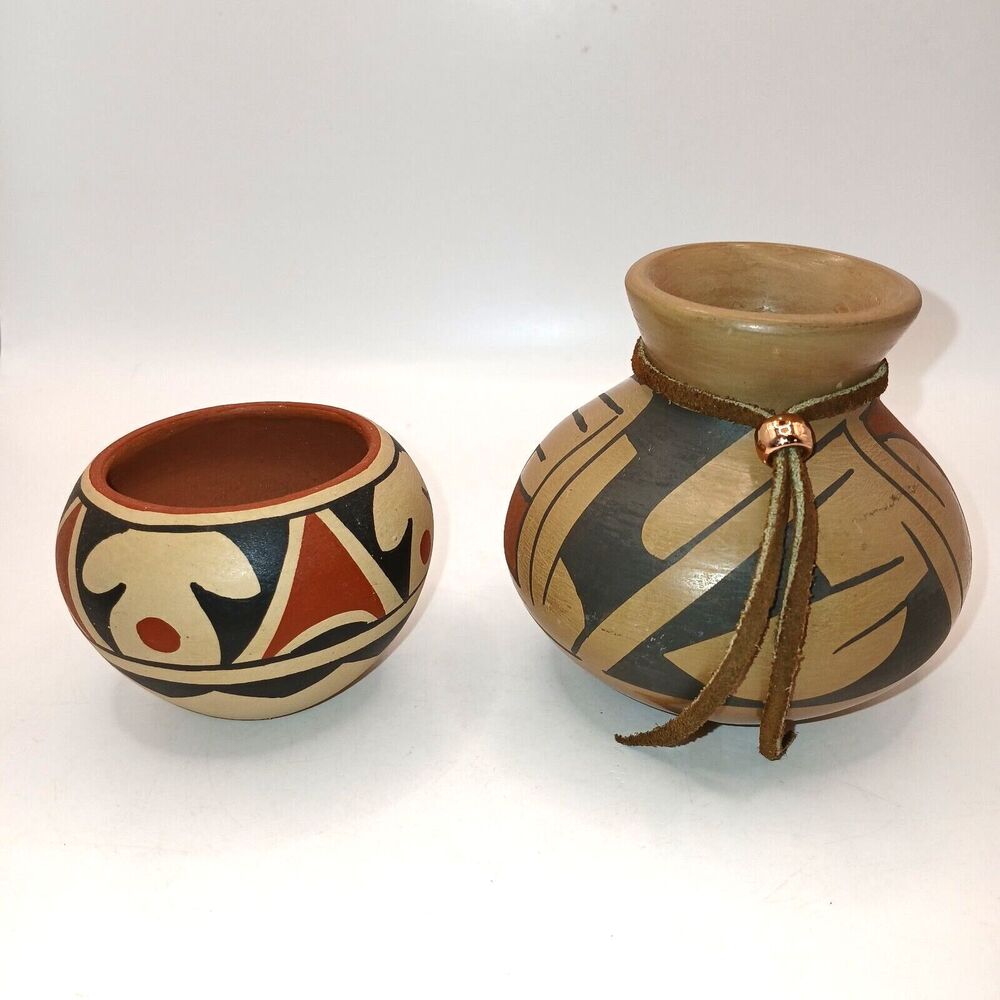 Two (2) Small Native American? & Mexican Indian Pottery Pieces One Signed G Baca